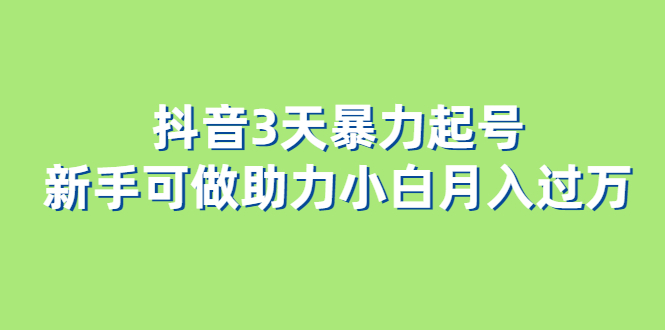 趣极宝 - 抖音3天暴力起号新手可做助力小白月入过万_趣极宝