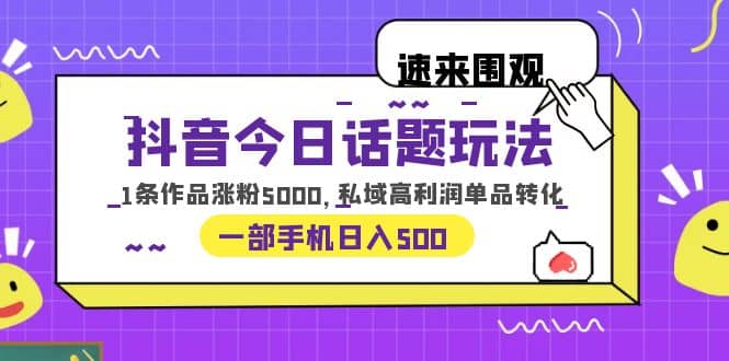 趣极宝 - 抖音今日话题玩法，1条作品涨粉5000，私域高利润单品转化 一部手机日入500_趣极宝