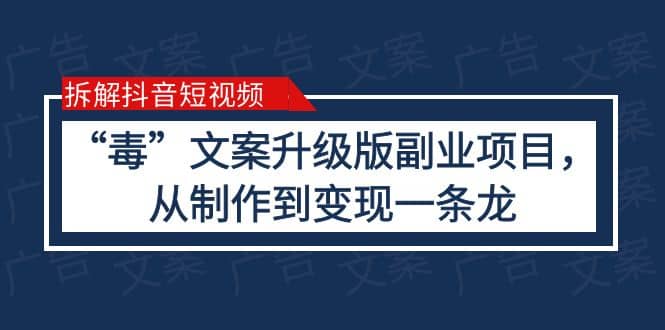 趣极宝 - 拆解抖音短视频：“毒”文案升级版副业项目，从制作到变现（教程+素材）_趣极宝