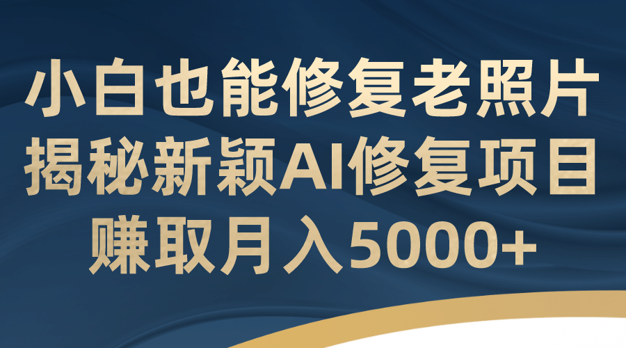 趣极宝 - 小白也能修复老照片！揭秘新颖AI修复项目，赚取月入5000+_趣极宝