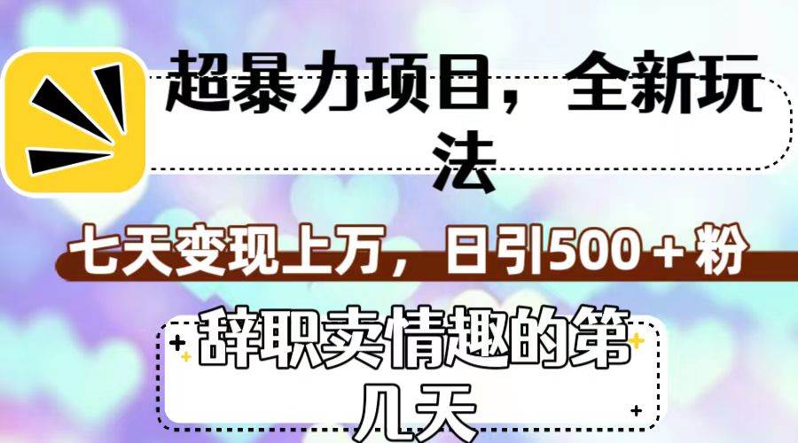 趣极宝 - 超暴利项目，全新玩法（辞职卖情趣的第几天），七天变现上万，日引500+粉_趣极宝