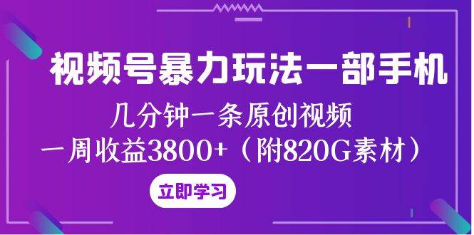 趣极宝 - 视频号暴力玩法一部手机 几分钟一条原创视频 一周收益3800+（附820G素材）_趣极宝