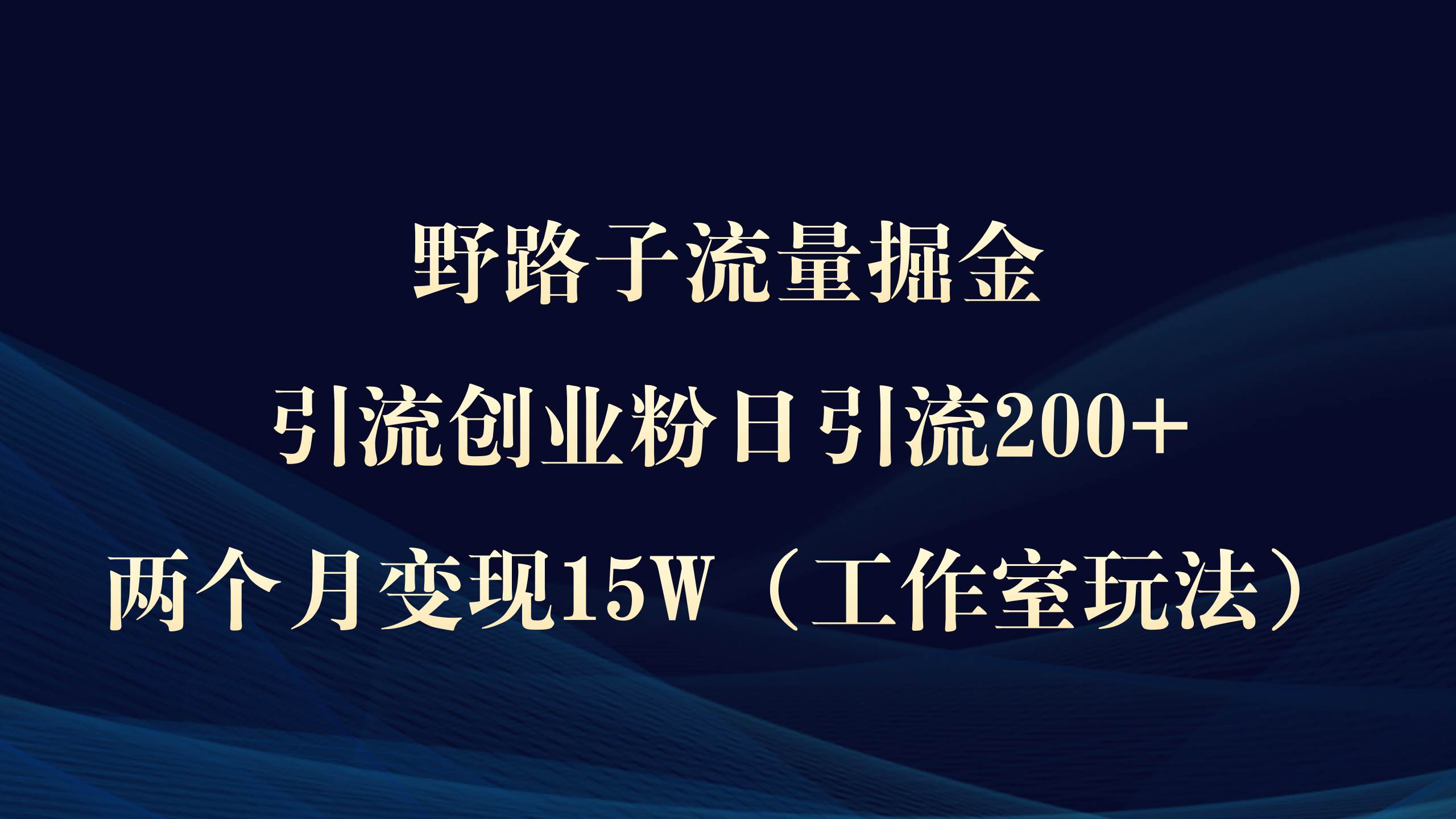 趣极宝 - 野路子流量掘金，引流创业粉日引流200+，两个月变现15W（工作室玩法））_趣极宝