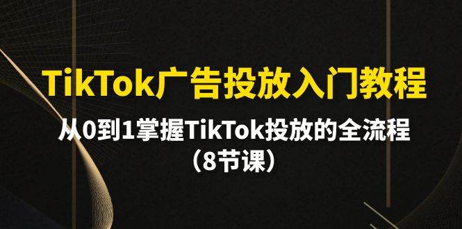 趣极宝 - TikTok广告投放入门教程，从0到1掌握TikTok投放的全流程（8节课）_趣极宝