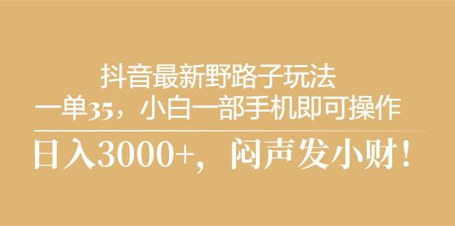 趣极宝 - 抖音最新野路子玩法，一单35，小白一部手机即可操作，，日入3000+，闷…_趣极宝