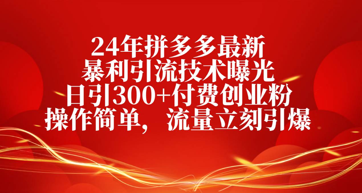 趣极宝 - 24年拼多多最新暴利引流技术曝光，日引300+付费创业粉，操作简单，流量…_趣极宝