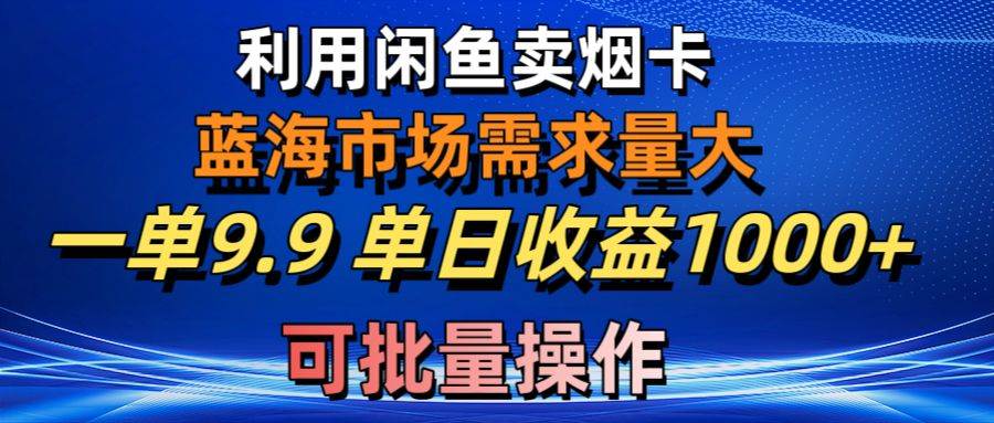 趣极宝 - 利用咸鱼卖烟卡，蓝海市场需求量大，一单9.9单日收益1000+，可批量操作_趣极宝