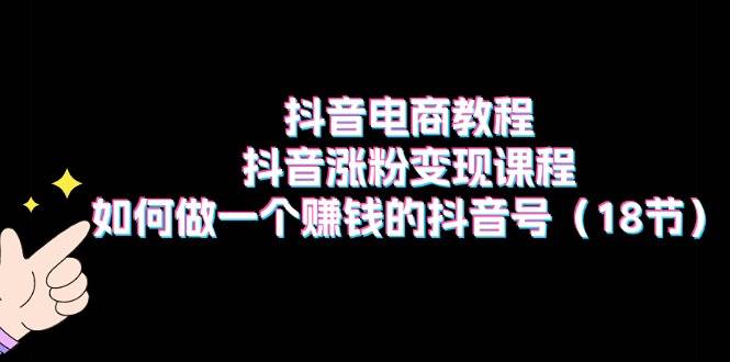 趣极宝 - 抖音电商教程：抖音涨粉变现课程：如何做一个赚钱的抖音号（18节）_趣极宝